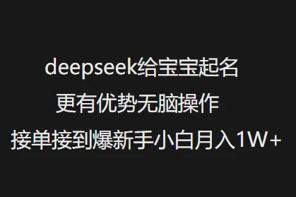 deepseek给宝宝起名更有优势无脑操作接单接到爆新手小白月入1W+-续财库
