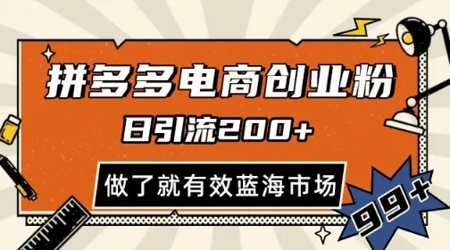 拼多多引流电商创业粉,日引200+,可矩阵放大,做了就有效【揭秘】-续财库