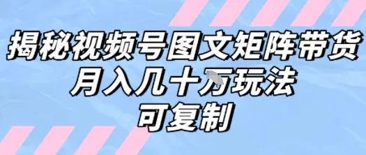 解密视频号图文矩阵带货，月入几个W的打法，可复制-续财库