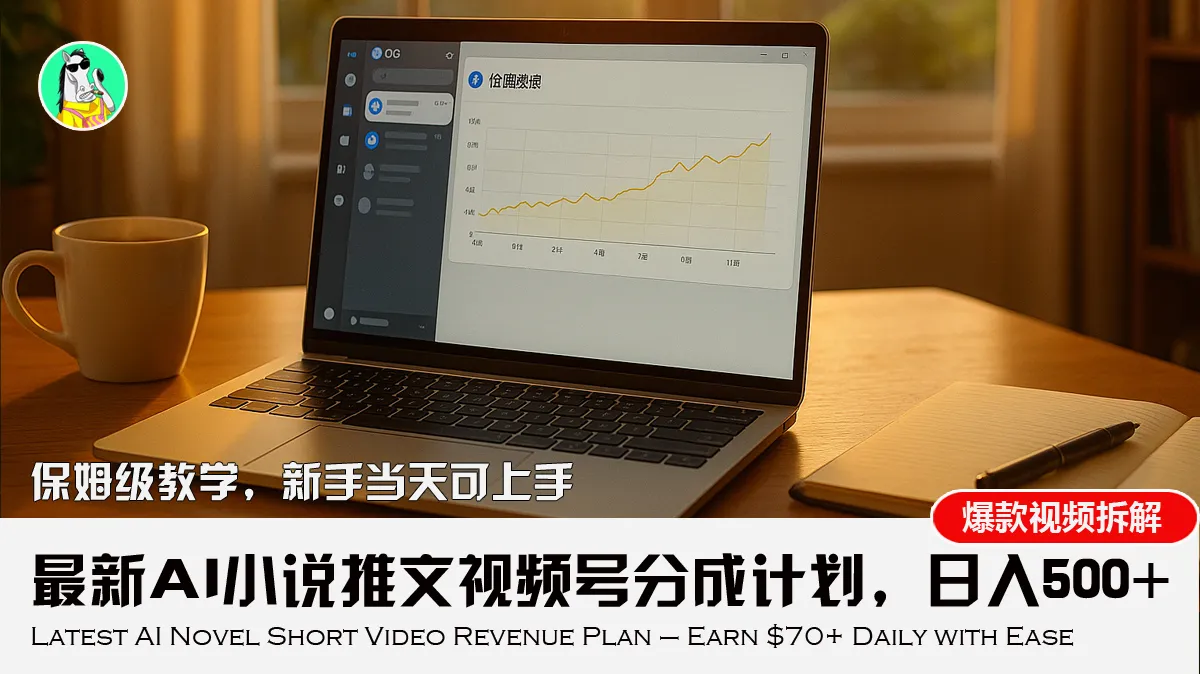 最新AI小说推文视频号分成计划，新手小白也能当天日入500+教程-续财库